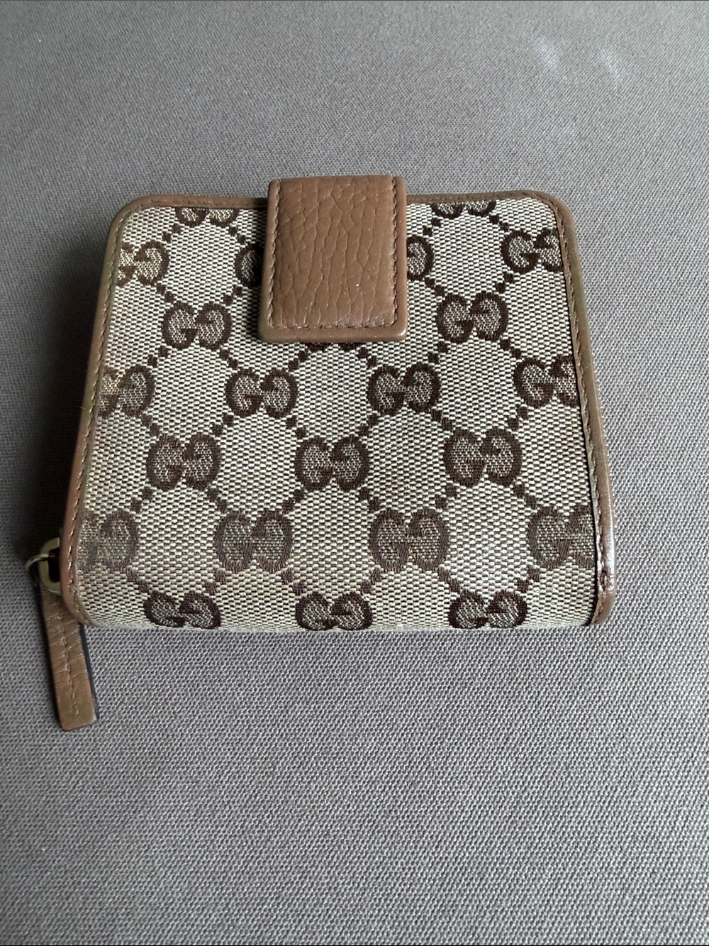 Gucci Brown GG Canvas Leather Monogram Wallet